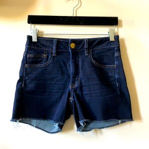 American Eagle hi rise shortie denim shorts